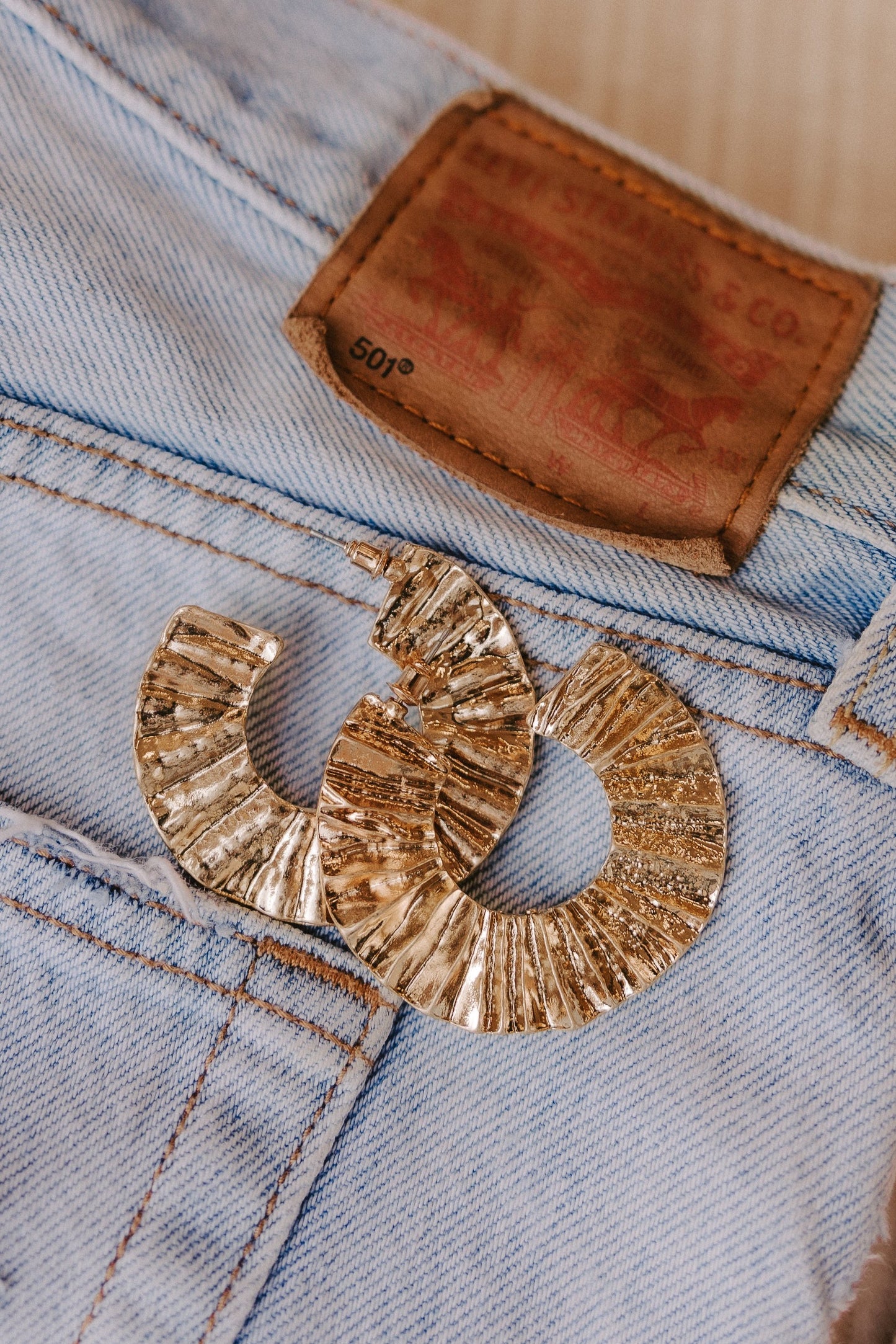 Mabel Crinkled Hoop Earrings